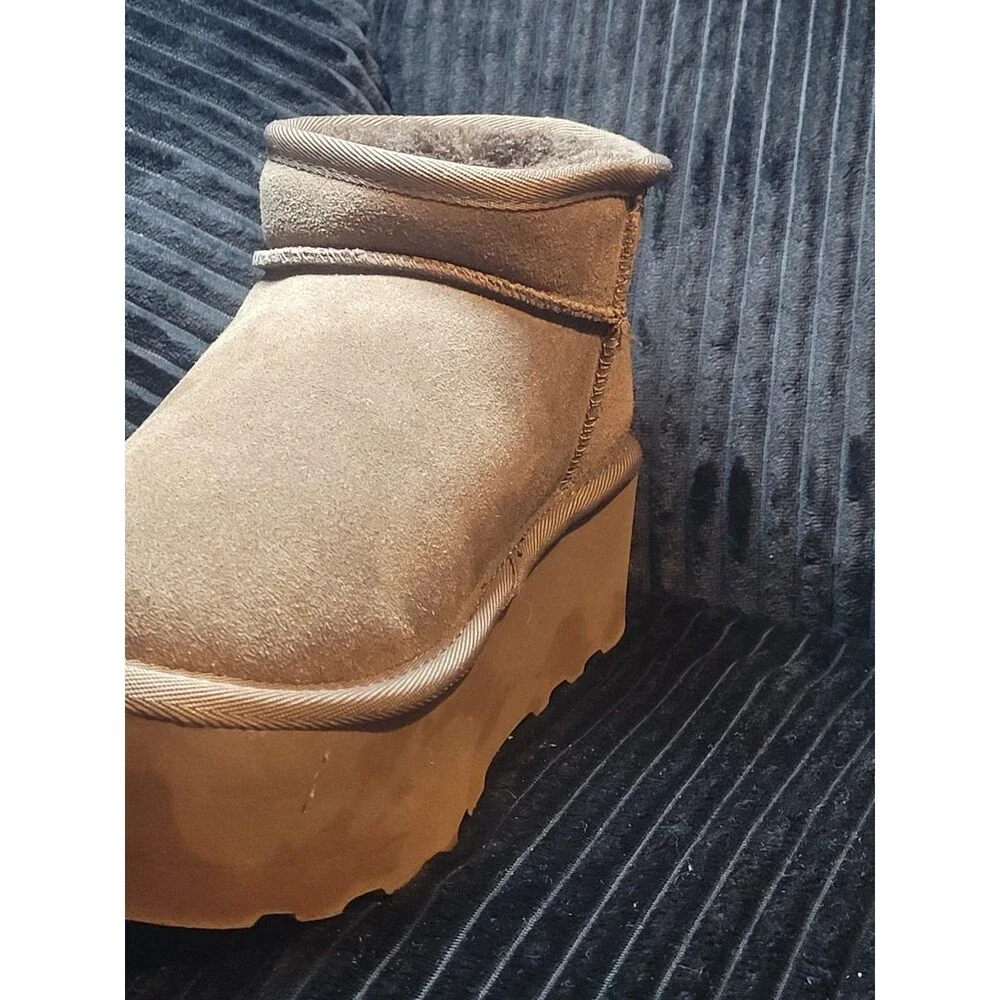 Cushionaire Women’s Suede Memory‑Foam Winter Boots – Tan size 8m